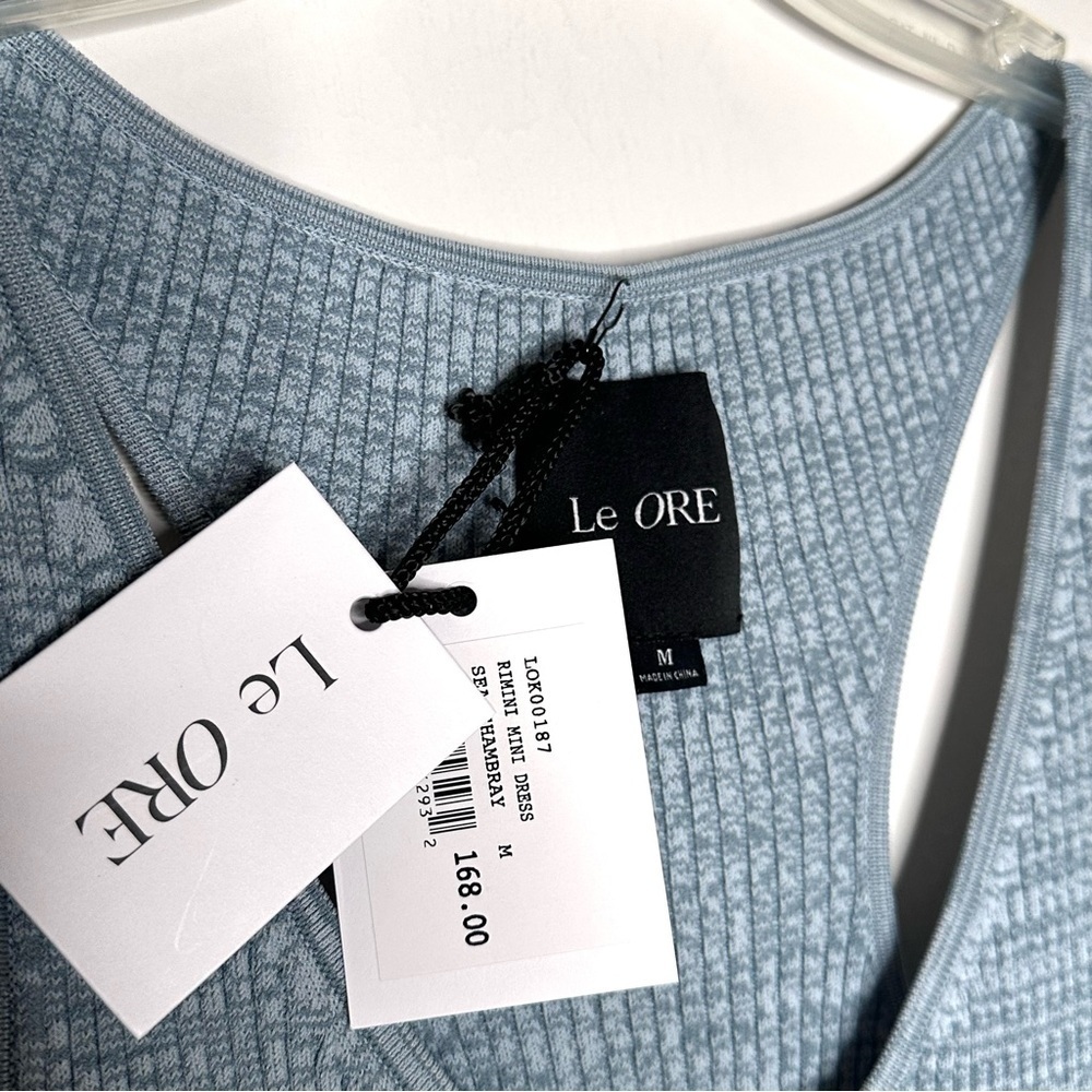 Le Ore Rimini Racerback Ribbed Knit Mini Dress Sea/Chambray M - Picture 5 of 6